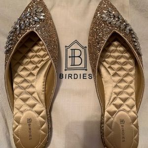 NIB Birdies Swan slide in jeweled gold. Size 9.